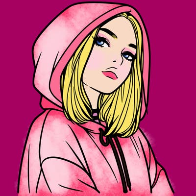 a realistic girl in a hoodie
