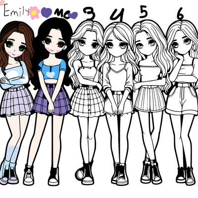 a group of girls realistic