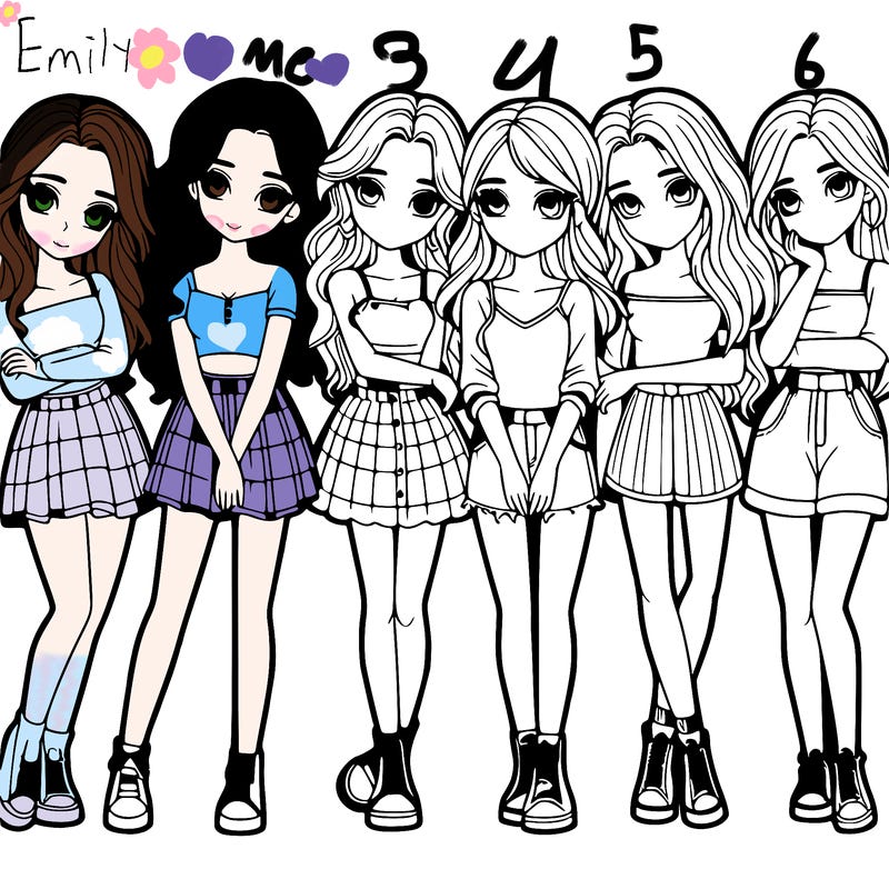 a group of girls realistic