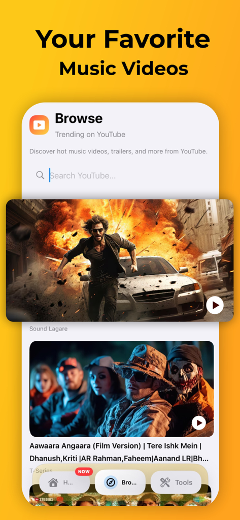 SnapTube : HD Videos Mp3 Music - SnapTube app browse interface for searching and viewing trending music videos.
