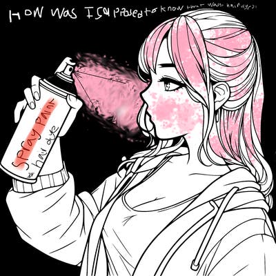 a realistic girl spray, painting