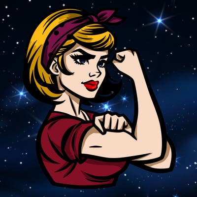 strong woman with a 60s american ad style