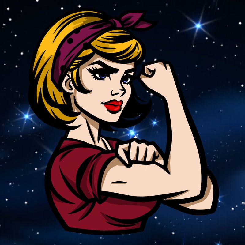 strong woman with a 60s american ad style