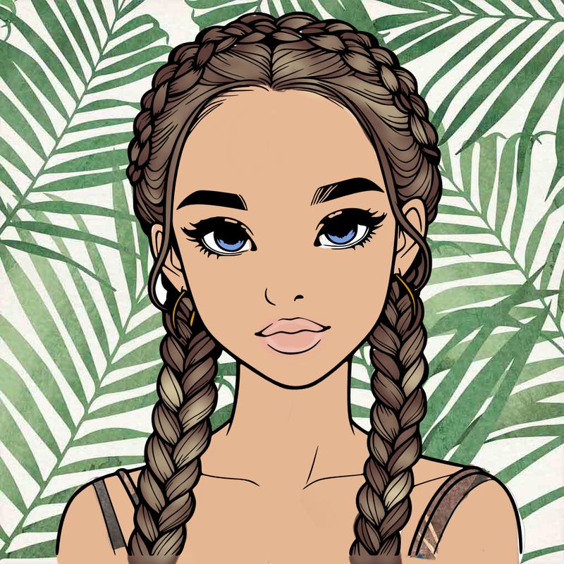 realistic girl with braids