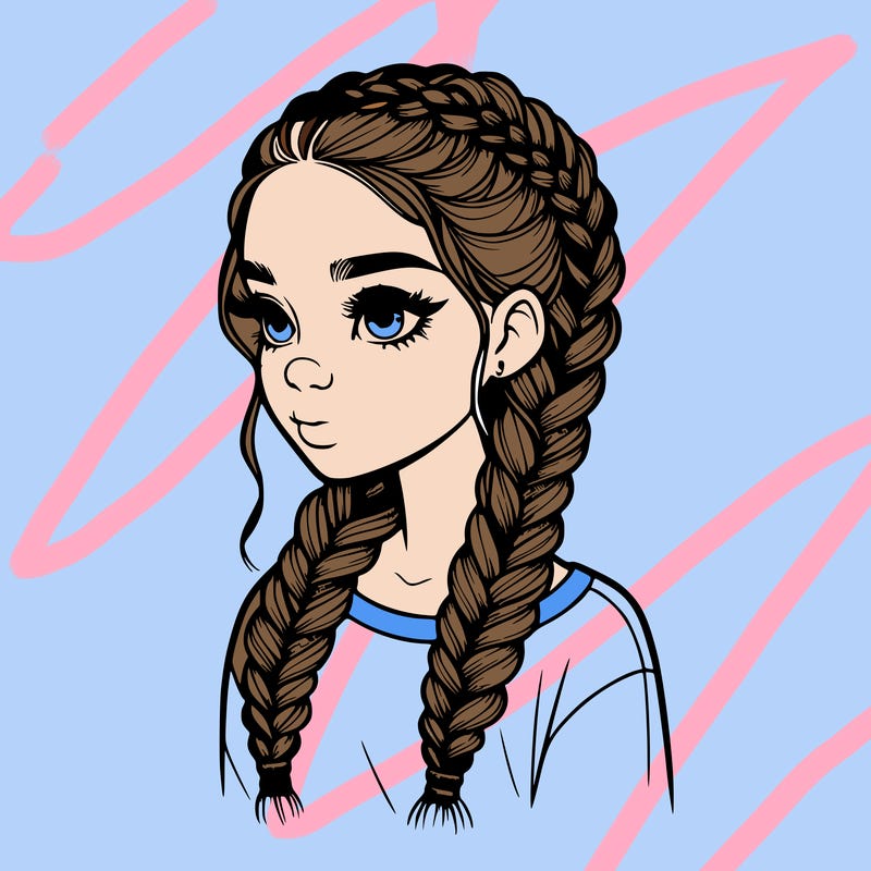 realistic girl with braids