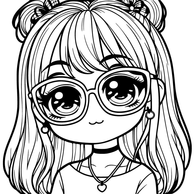 a realistic girl with cute glasses
