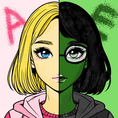 split realistic girl