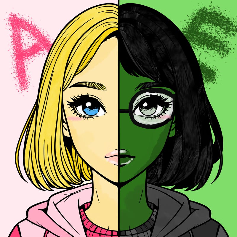 split realistic girl