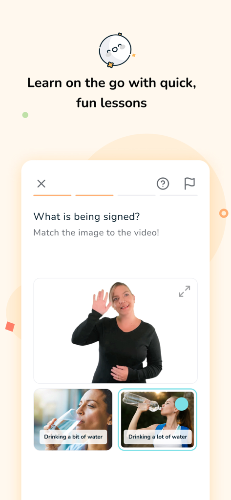 Interactive British Sign Language quiz in the Bright BSL app