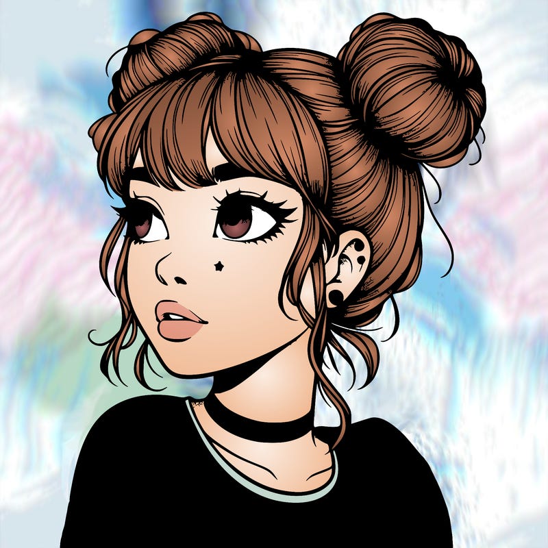 realistic girl with spacebuns
