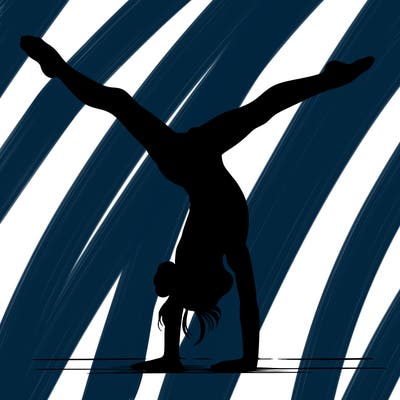 realistic gymnastic hand stand girl in four splits