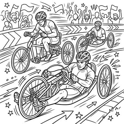 Immerse yourself in the thrilling world of adaptive sports with this engaging para-cyclists coloring page. Witness the speed and determination of athletes competing on their specialized bikes.