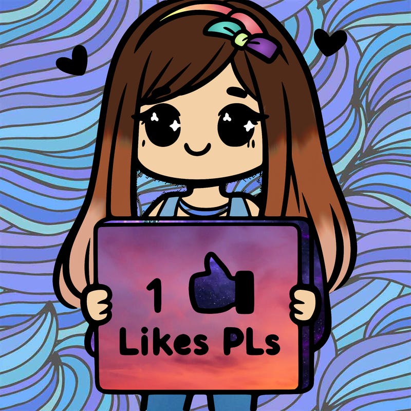 girl holding a sign saying 10 likes pls