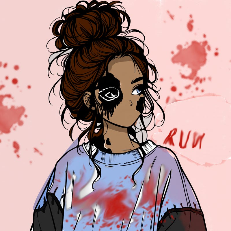 realistic girl with messy bun and oversized clothing