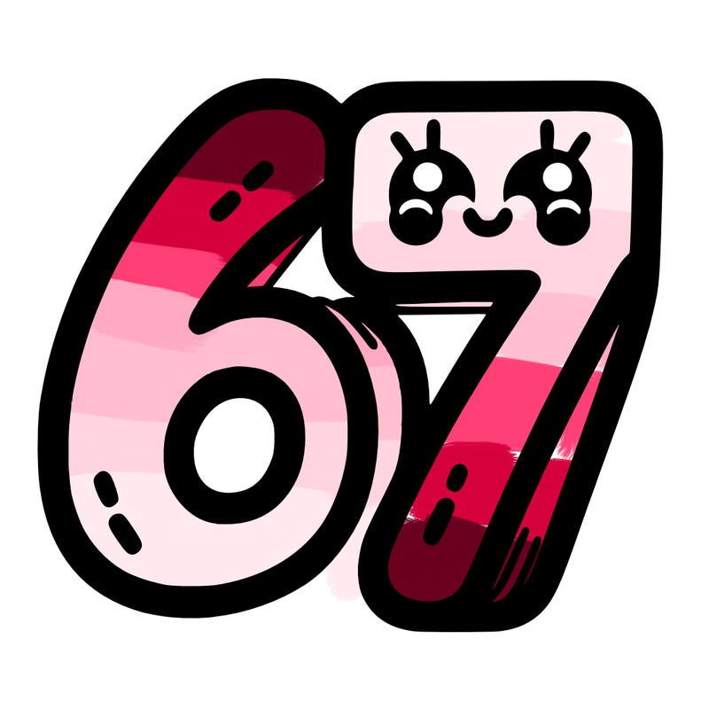 the numbers 67