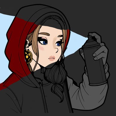 a realistic girl, spray painting