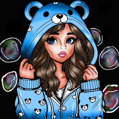 realistic girl in a animal pjs hoodie