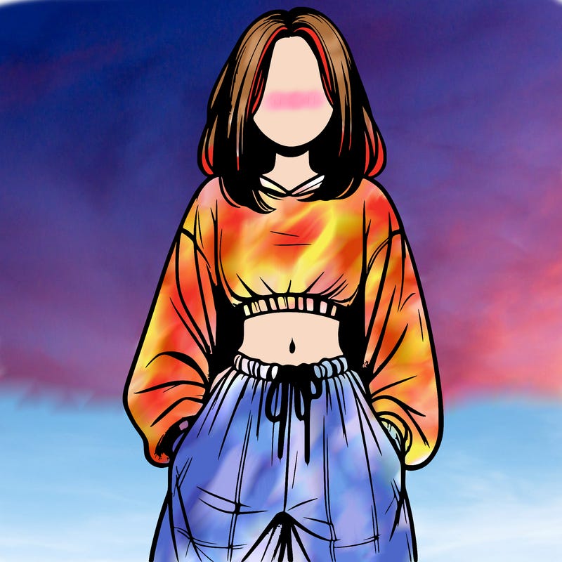 realistic girl faceless with baggy pants and a crop top