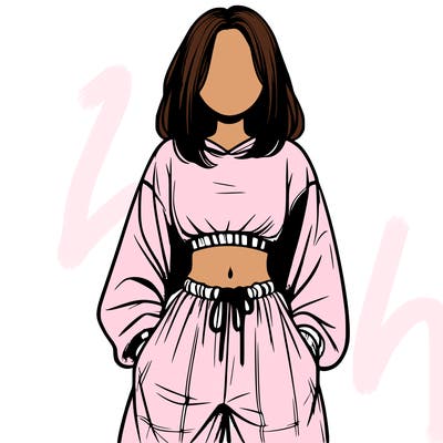 realistic girl faceless with baggy pants and a crop top