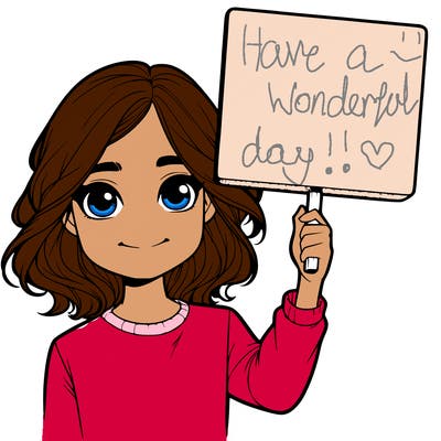 realistic girl holding up a sign