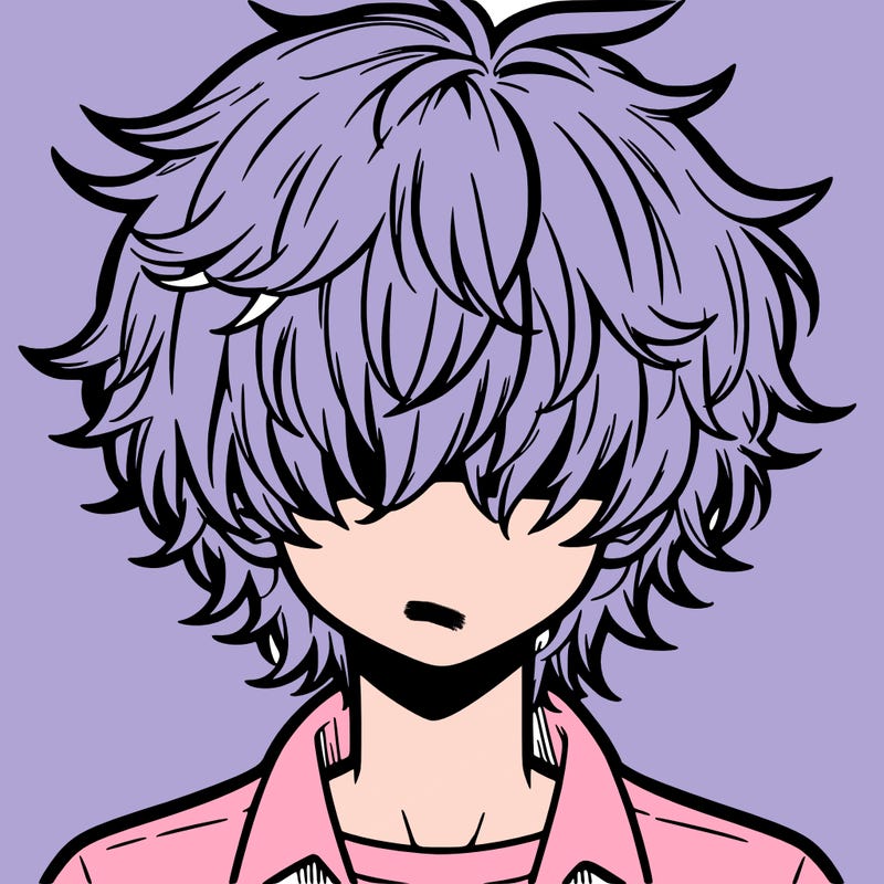 manga boy fluffy hair covering his eyes