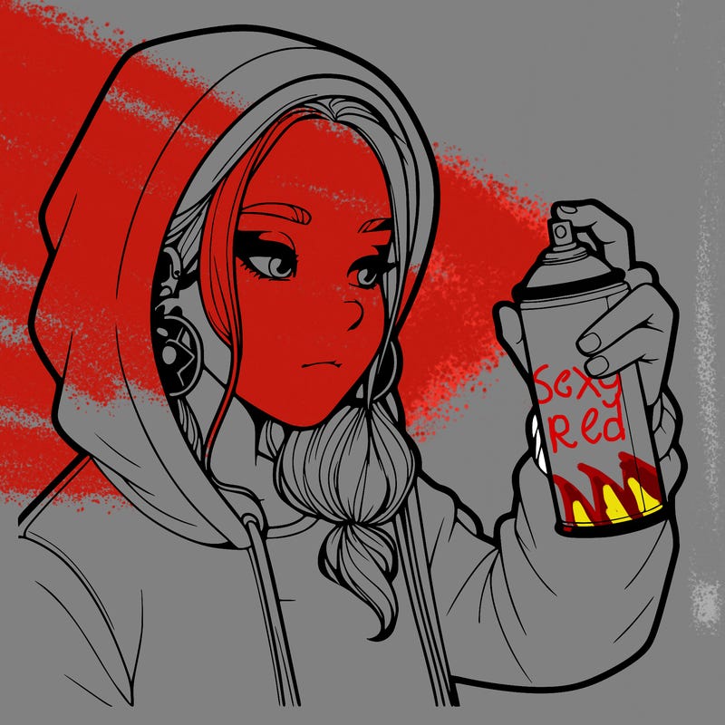 a realistic girl, spray painting