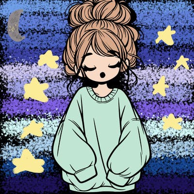 girl with baggy sweatshirt and messy bun