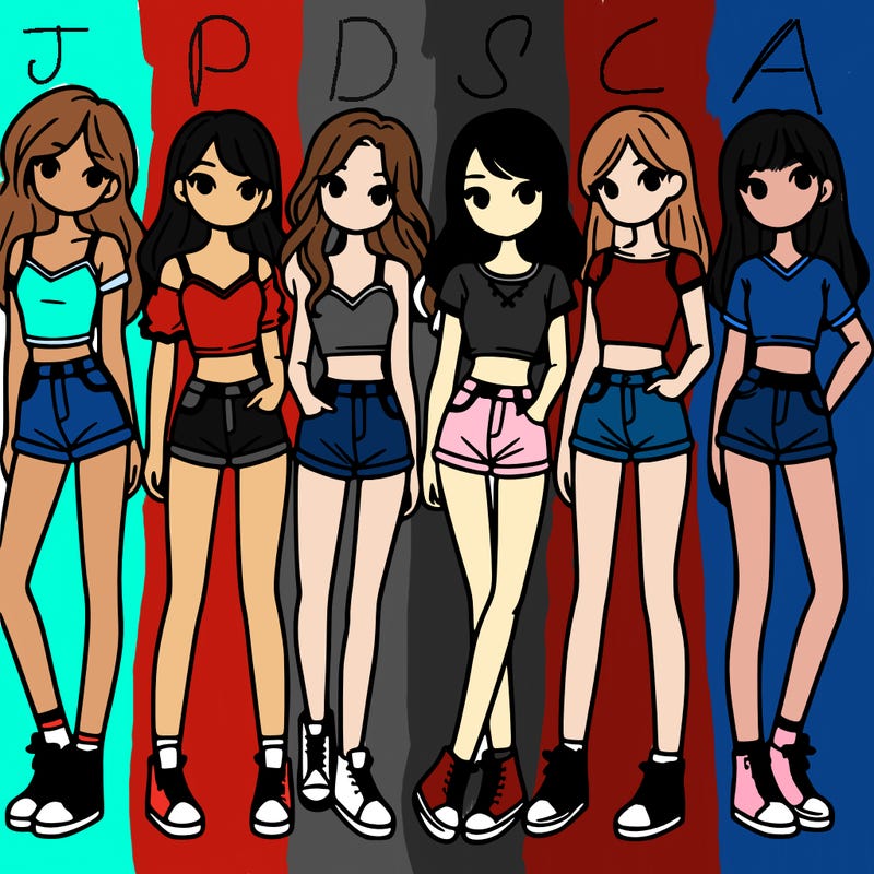 a group of girls wearing crop tops and shorts