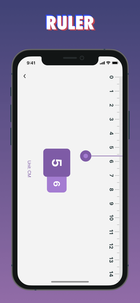 Auto Clicker - Auto Click App - iPhone画面上のデジタル定規ツール。センチメートル単位で測定しています。