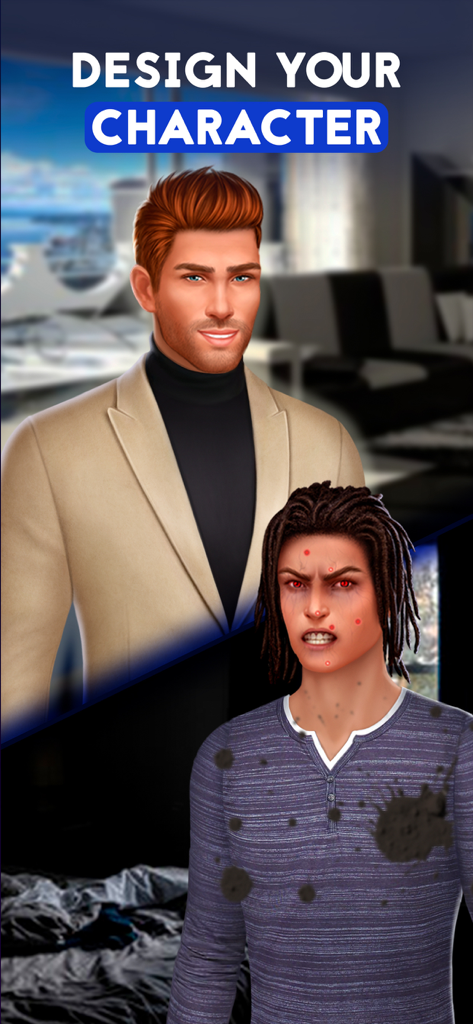 Dream Zone: Interactive Story - Male character customization screen in Dream Zone interactive story showing different avatar styles