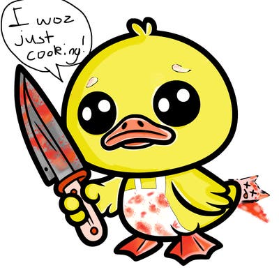 cute duck with knife