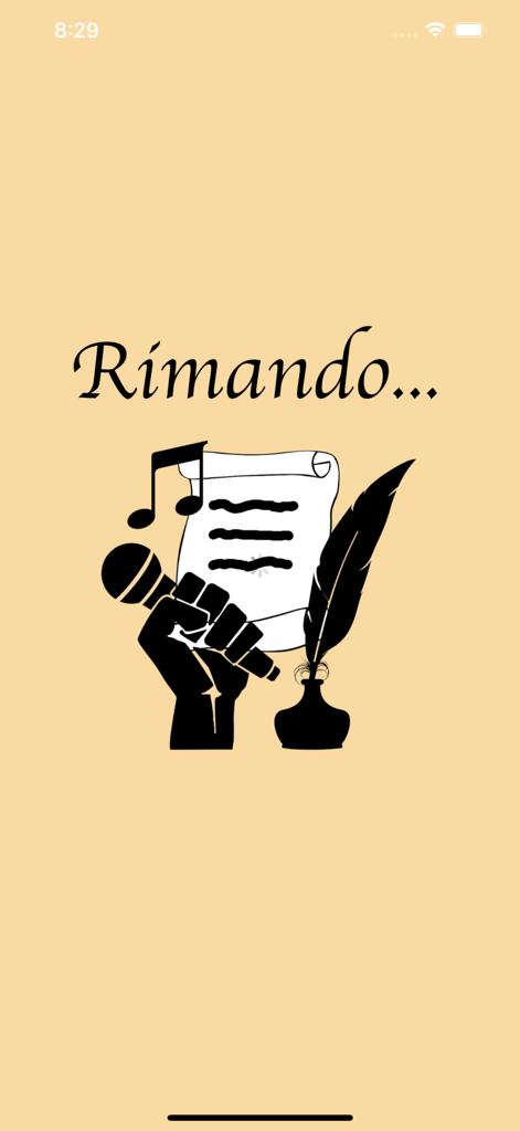 Pantalla de inicio de la aplicación Rimando con símbolos para música de composición y poesía.
