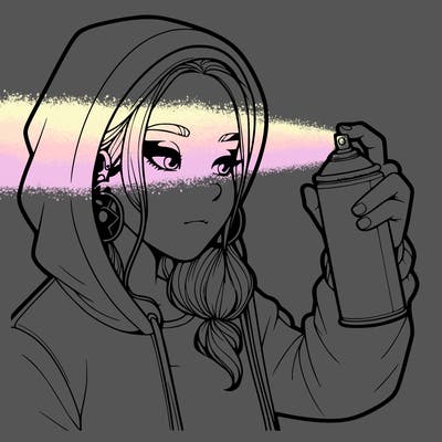 a realistic girl, spray painting