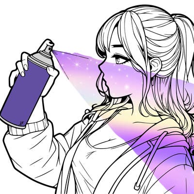 a realistic girl spray, painting