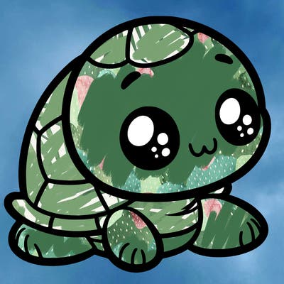 cute little animated turtle