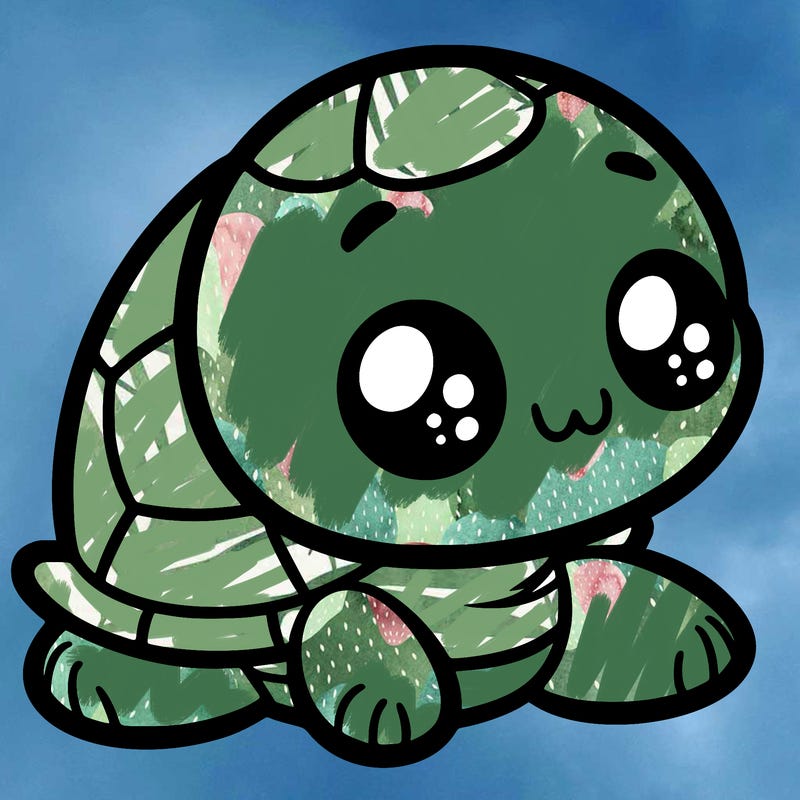 cute little animated turtle