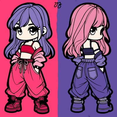 girl in crop top and baggy pants