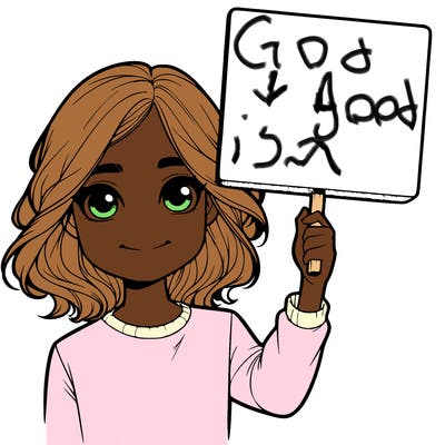 realistic girl holding up a sign