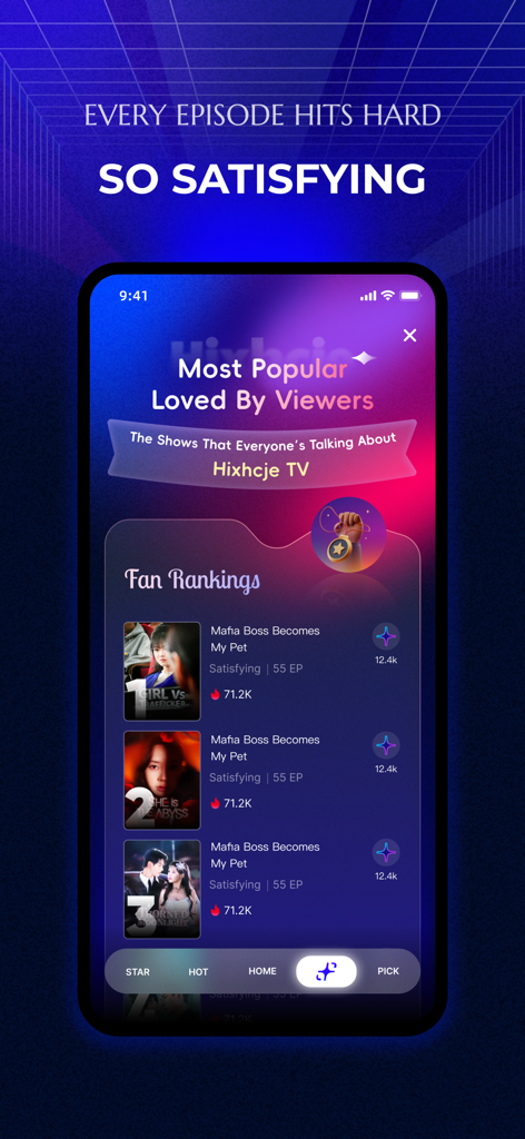 Zarely - Zarely mobile app screen displaying fan rankings for popular short-form vertical drama series