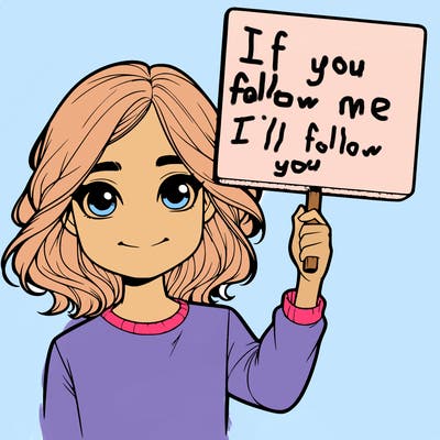 realistic girl holding up a sign