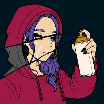 a realistic girl, spray painting