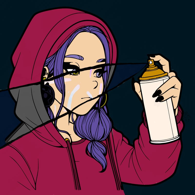 a realistic girl, spray painting