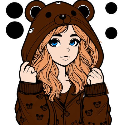 realistic girl in a animal pjs hoodie