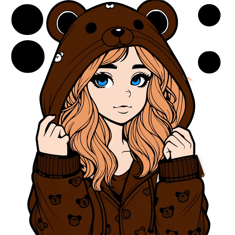 realistic girl in a animal pjs hoodie