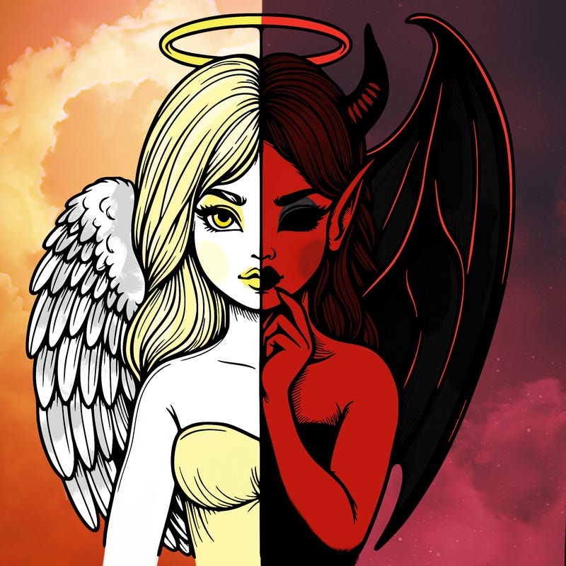 realistic angel half demon