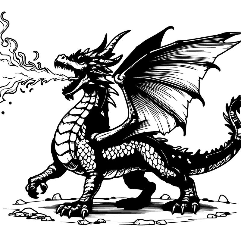 realistic dragon breathing fire