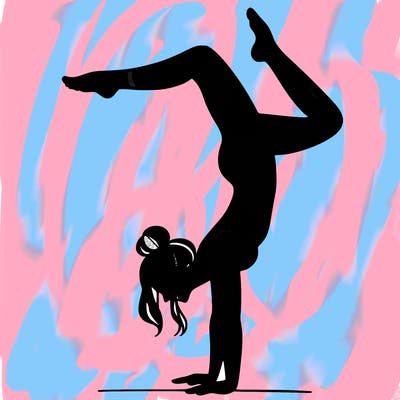 a woman doing a handstand