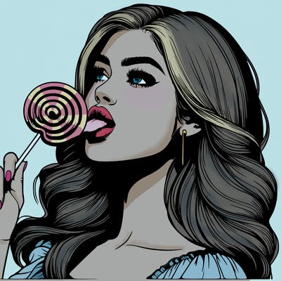 realistic pretty girl with lollipop