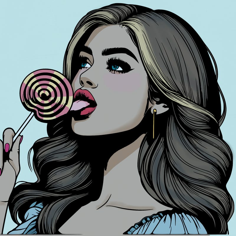 realistic pretty girl with lollipop