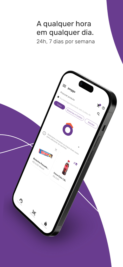Peggô Market - Peggô Market app interface showing product selection and 24 7 shopping access